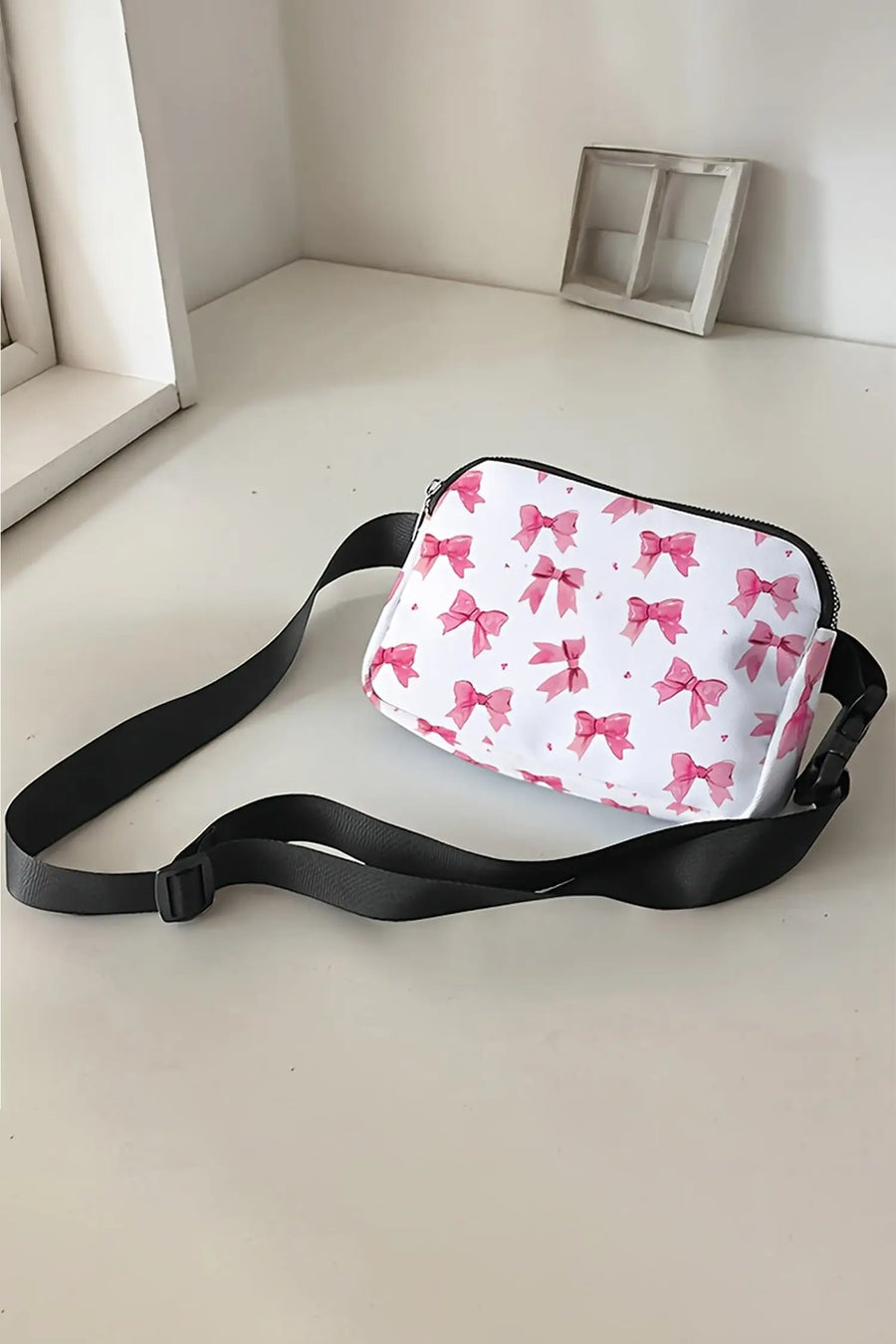 Women's Valentine's canvas crossbody bag back view casual