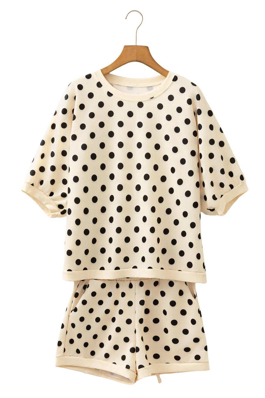 Polka Dot Oversized Top & Drawstring Shorts Set Women UK