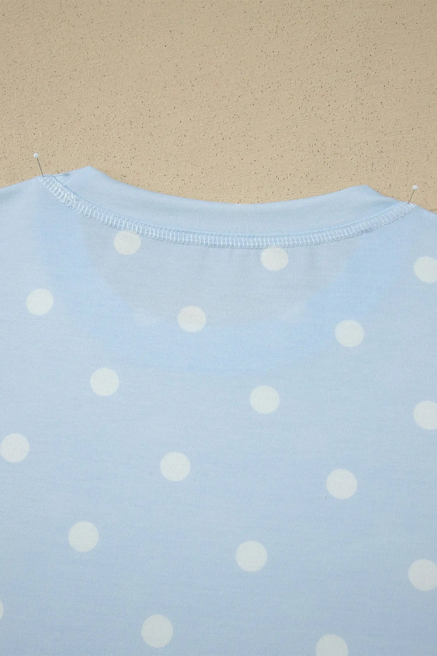 Polka Dot Exposed Seam Loose Tee Drawstring Shorts Two-Piece Set