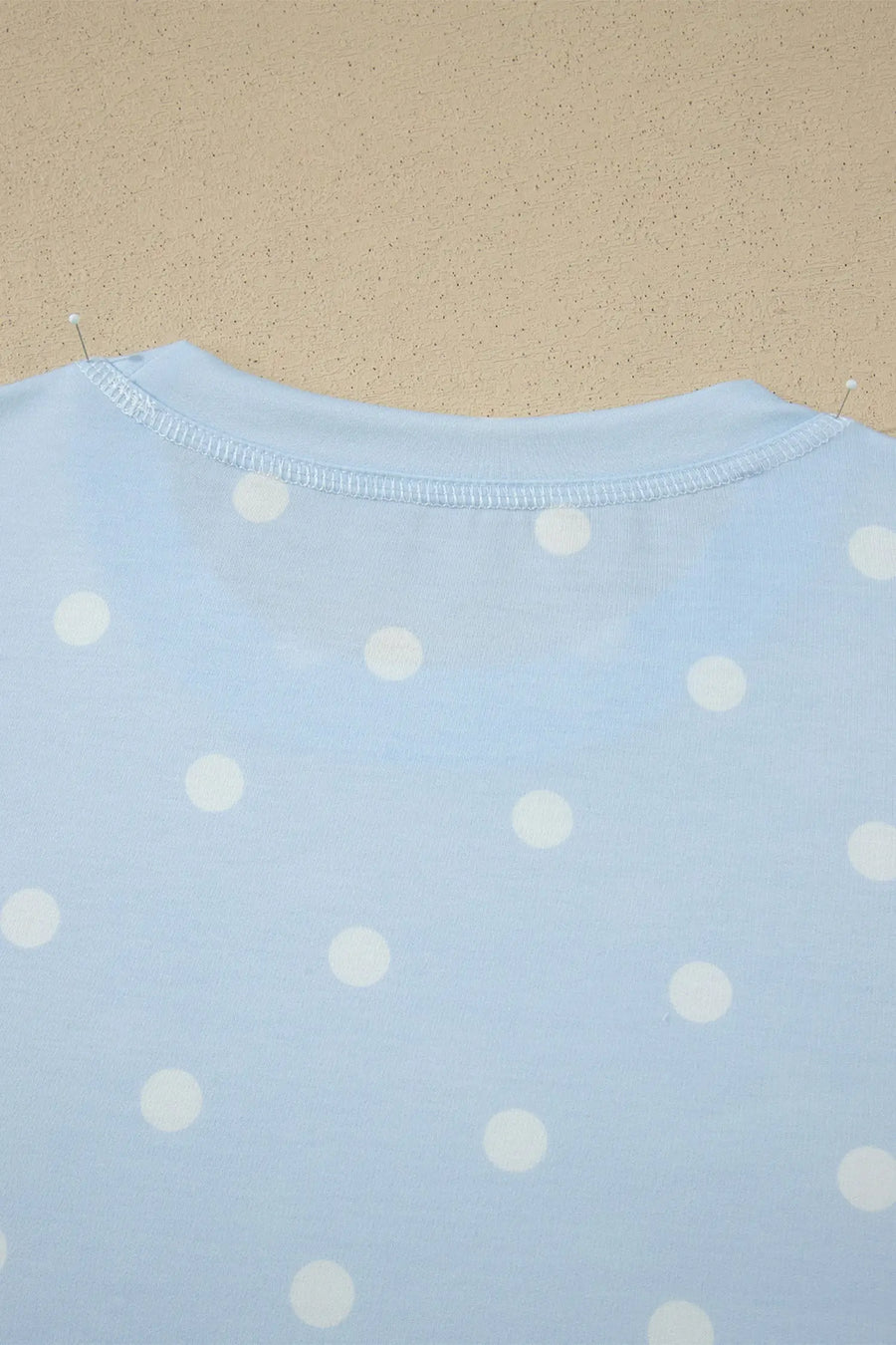 Polka Dot Exposed Seam Loose Tee Drawstring Shorts Two-Piece Set