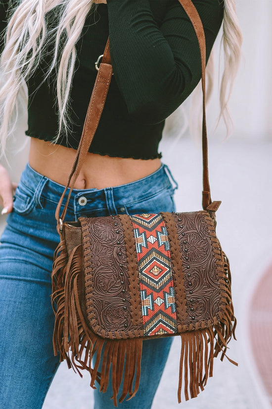 Western Aztec Bohemian Tassel Shoulder Bag Women UK
