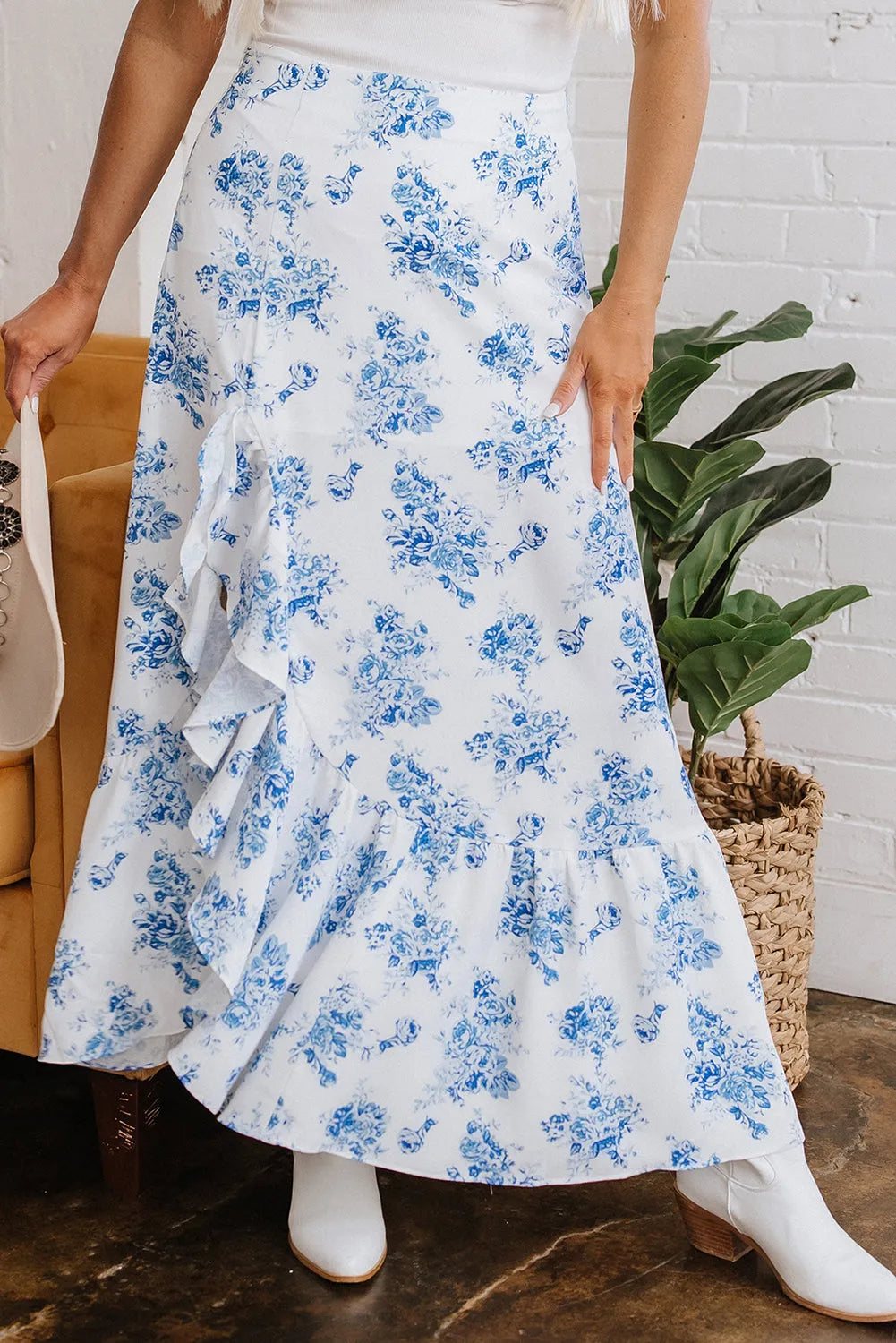 Boho Floral Split Maxi Skirt - Fashionfitz