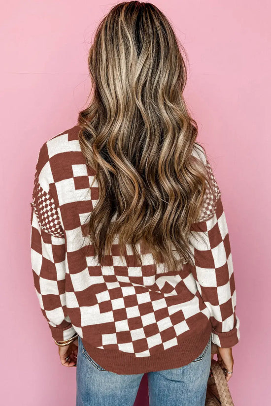 Smoky plaid soft knit jumper sweaters