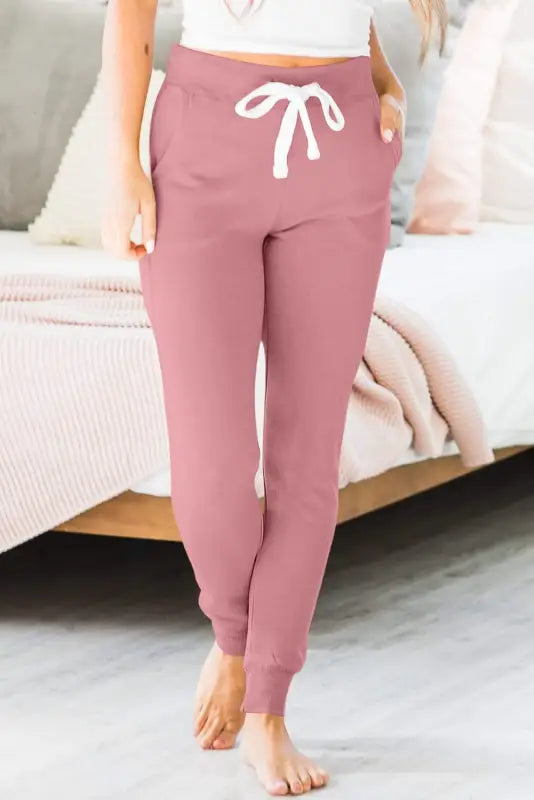 Aisha drawstring waist joggers - fushia / s / 90% polyester + 10% elastane - bottoms/pants & culotte