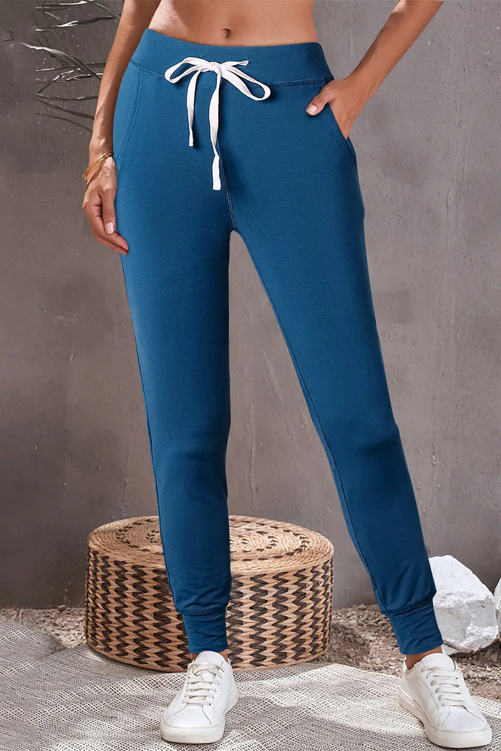 Aisha drawstring waist joggers - sail / s / 90% polyester + 10% elastane - bottoms/pants & culotte