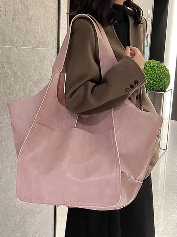 All i need pu tote bag - pink / f - shoulder bags