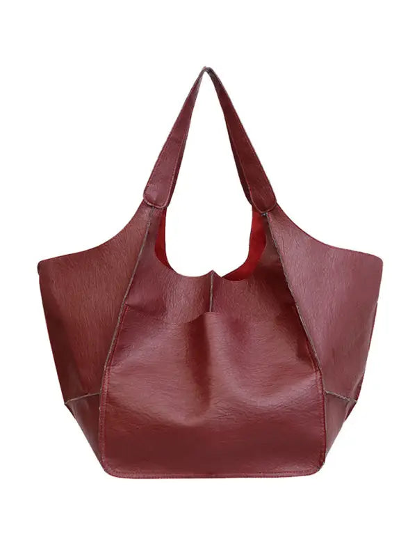 All i need pu tote bag - wine red / f - shoulder bags