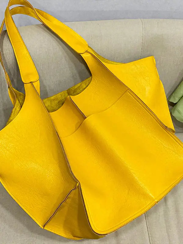 All i need pu tote bag - yellow / f - shoulder bags