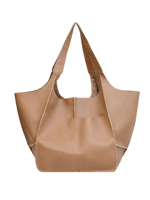 All i need pu tote bag - khaki / f - shoulder bags