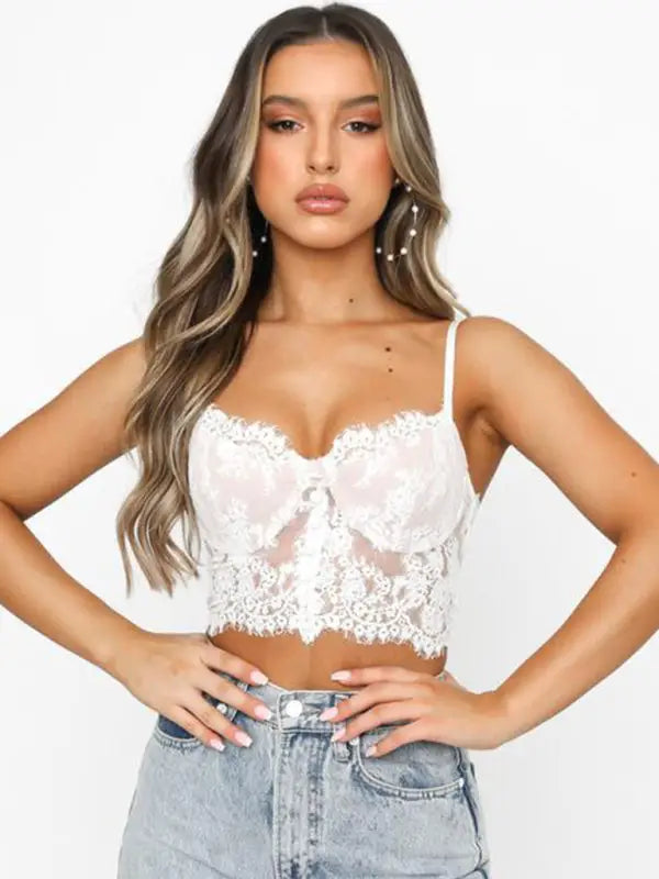 Allure lace cami bralette - white / s - bralettes