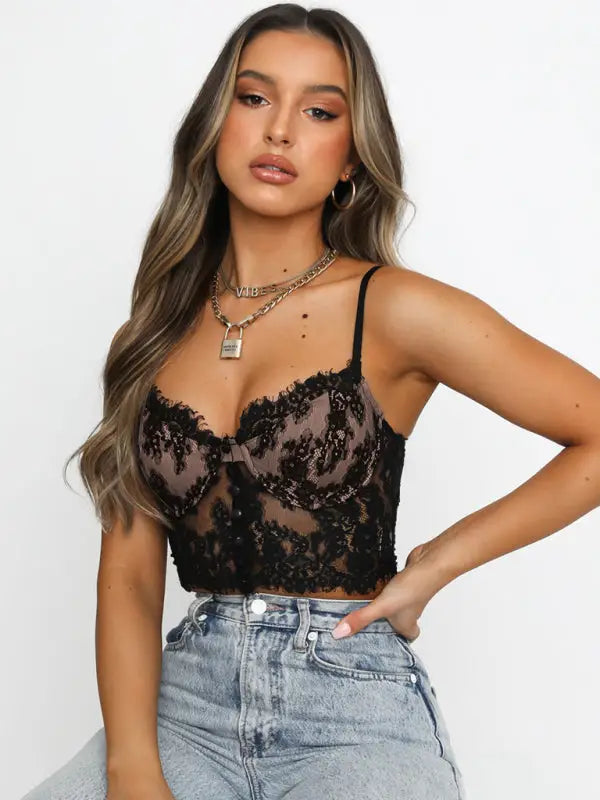 Allure lace cami bralette - black / s - bralettes