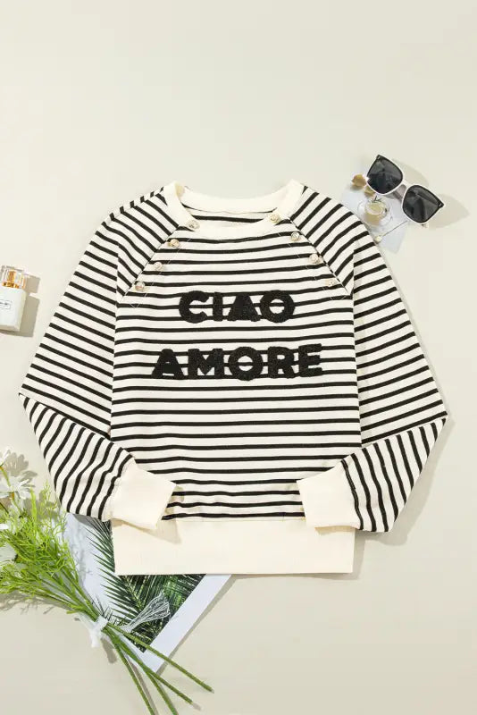 Amore striped graphic sweatshirt - sweatshirts