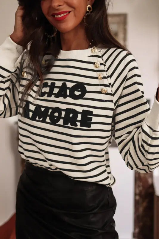 Amore striped graphic sweatshirt - sweatshirts