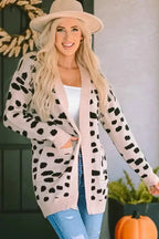 Animal Print Open Front Cardigan - Fashionfitz