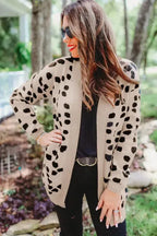 Animal Print Open Front Cardigan - Fashionfitz