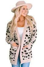 Animal Print Open Front Cardigan - Fashionfitz
