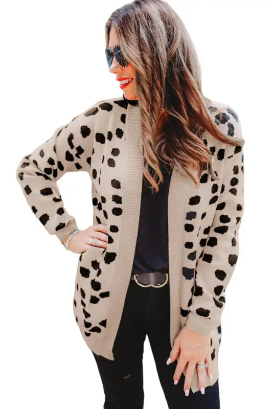 Animal print open front cardigan - cardigans