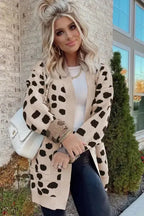Animal Print Open Front Cardigan - Fashionfitz