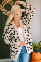 Animal Print Open Front Cardigan - Fashionfitz