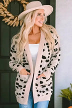 Animal Print Open Front Cardigan - Fashionfitz