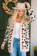Animal Print Open Front Cardigan - Fashionfitz