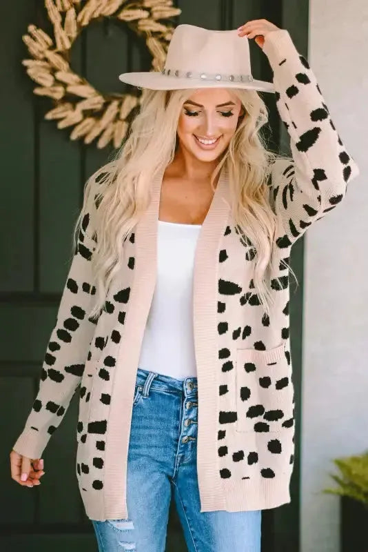 Animal Print Open Front Cardigan - Fashionfitz