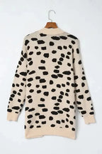 Animal Print Open Front Cardigan - Fashionfitz