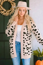 Animal Print Open Front Cardigan - Fashionfitz