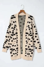 Animal Print Open Front Cardigan - Fashionfitz