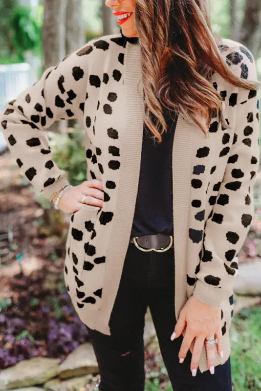 Animal print open front cardigan - cardigans