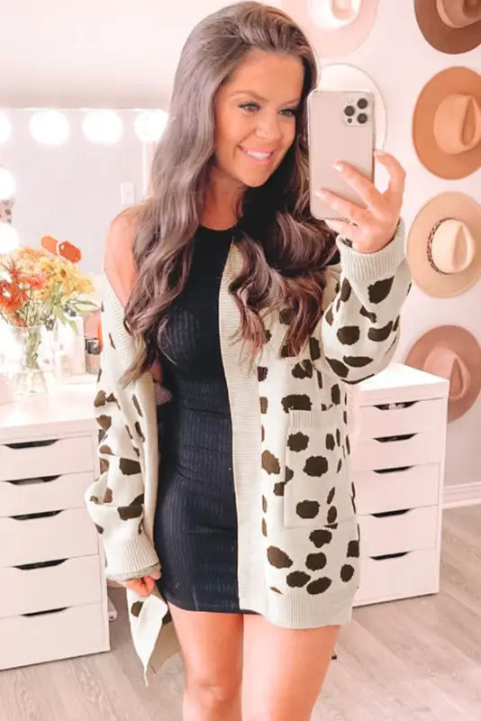 Animal print open front cardigan - cardigans