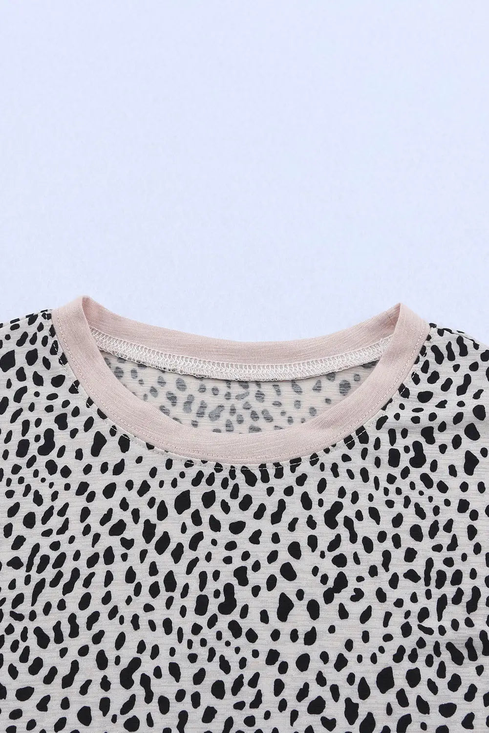 Animal spotted print round neck long sleeve top - tops