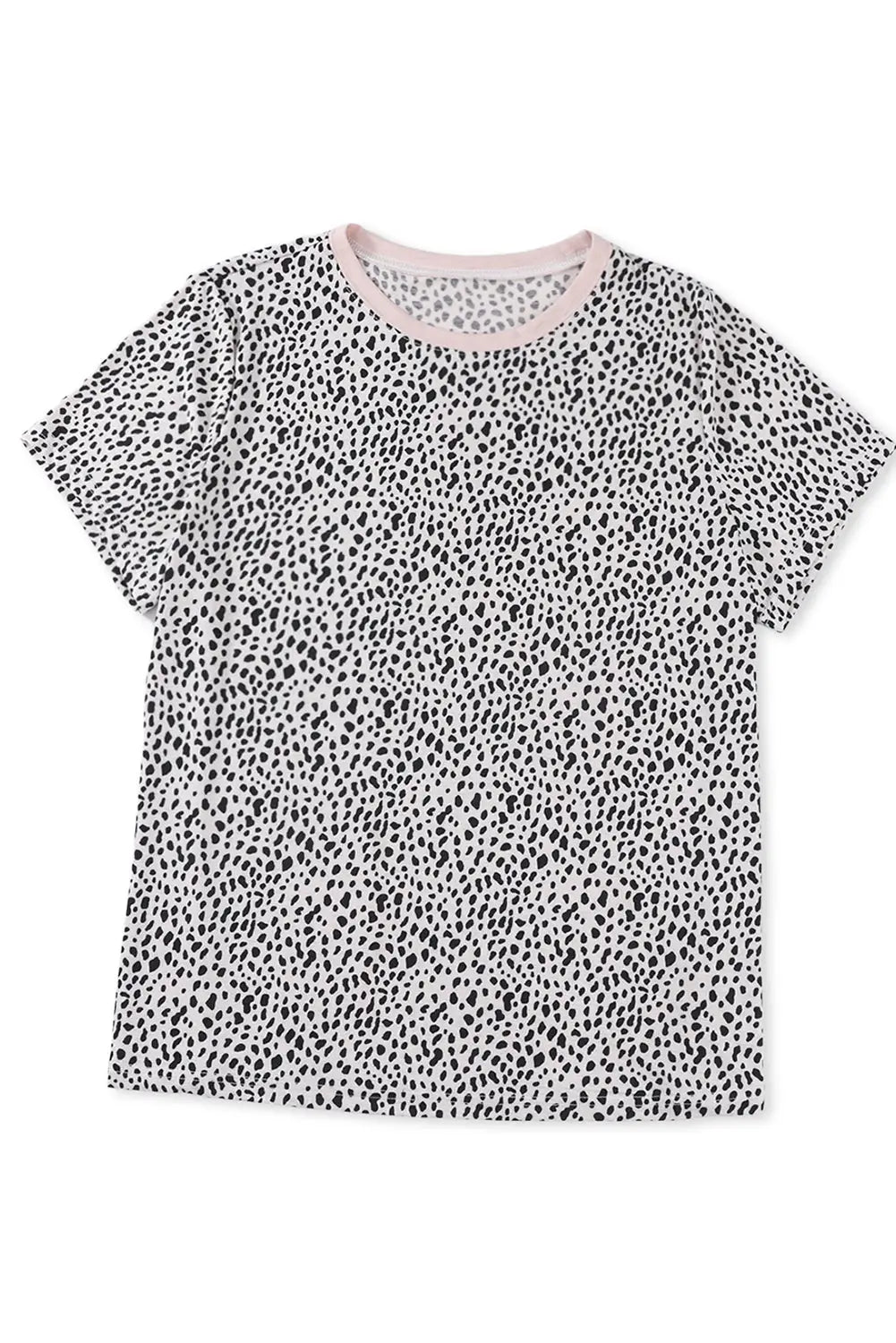 Animal spotted print round neck long sleeve top - tops