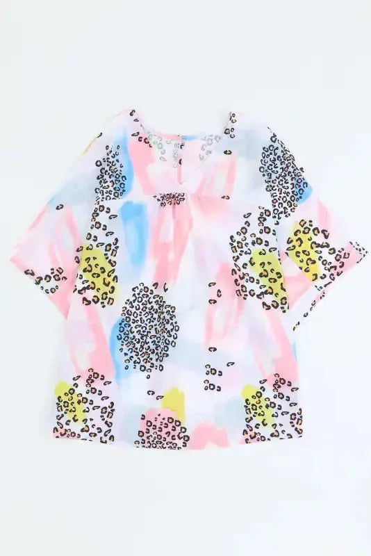 Animal Watercolor Mixed Print Loose Top - Fashionfitz