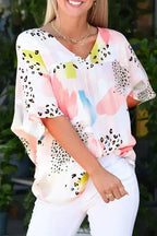 Animal Watercolor Mixed Print Loose Top - Fashionfitz