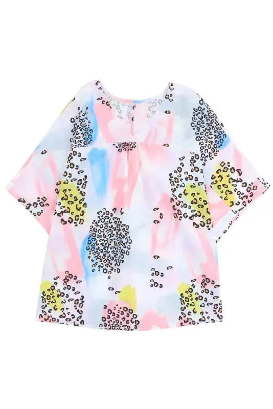 Animal Watercolor Mixed Print Loose Top - Fashionfitz