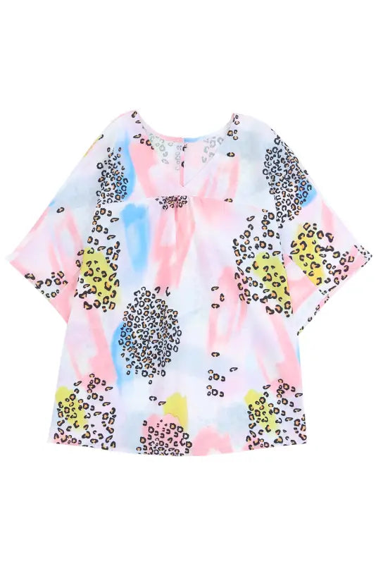 Animal watercolor mixed print loose top - tops