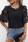 Applique mesh half sleeve blouse - tops/blouses & shirts