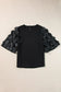 Applique mesh half sleeve blouse - tops/blouses & shirts