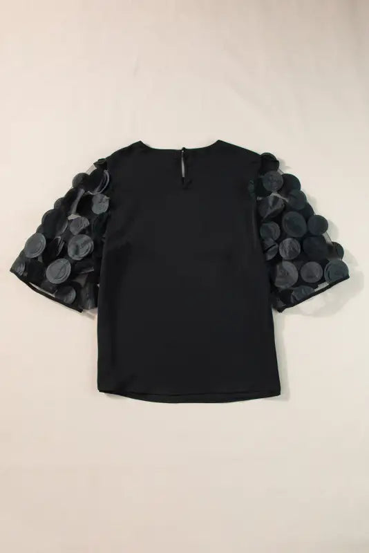 Applique mesh half sleeve blouse - tops/blouses & shirts