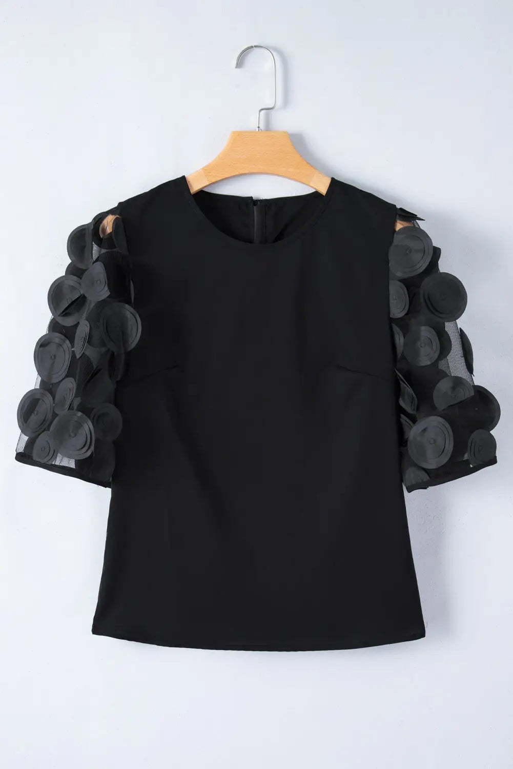 Applique mesh half sleeve blouse - tops/blouses & shirts