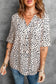 Apricot animal print v-neck rolled sleeve tunic top - tops