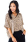 Apricot animal print v-neck rolled sleeve tunic top - tops