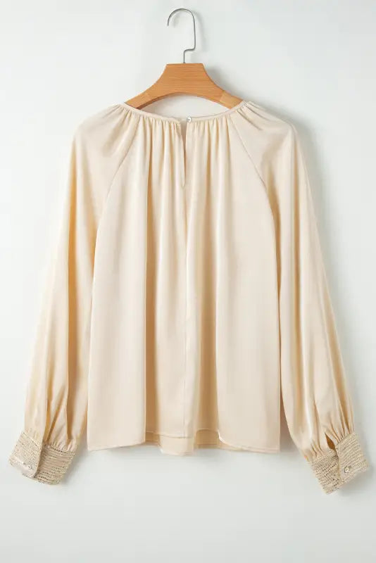 Apricot aura sequin blouse | satin tops | fashionfitz