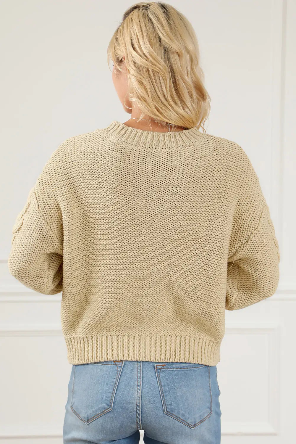 Apricot cable knit buttoned cardigan - tops
