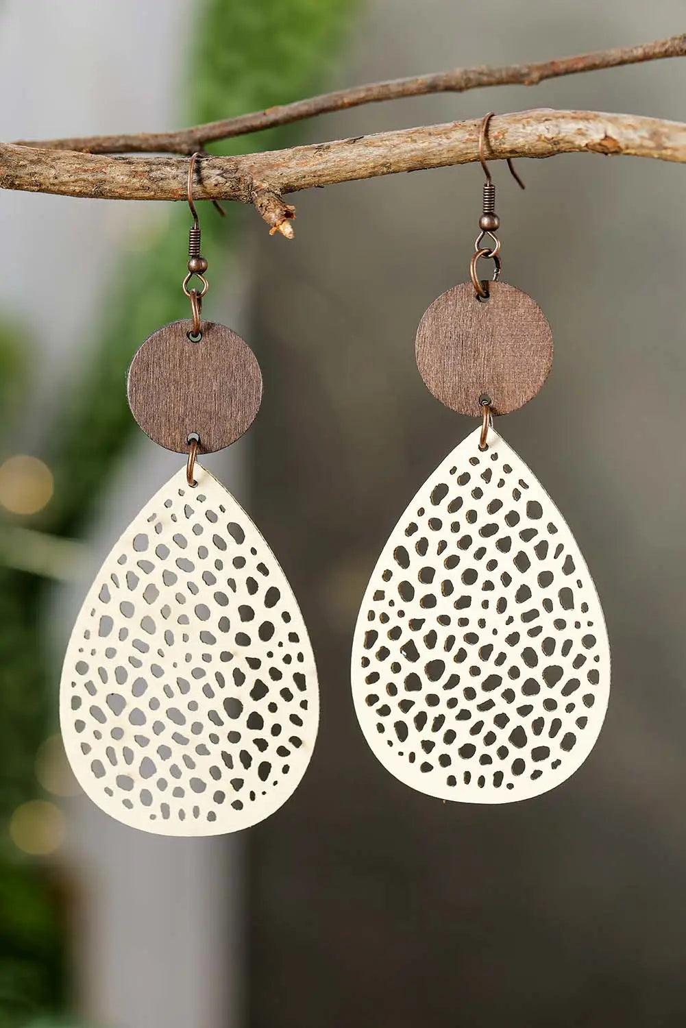 Apricot colorblock cut-out water drop hook earrings - one size / 95% pu + 5% alloy - accessories