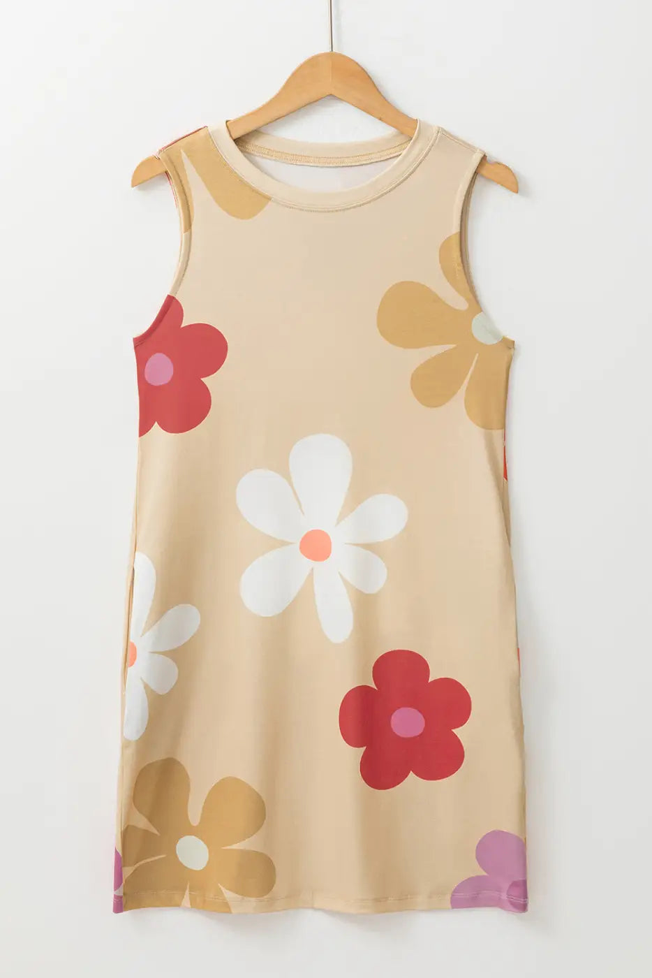 Apricot daisy floral tank dress - mini dresses