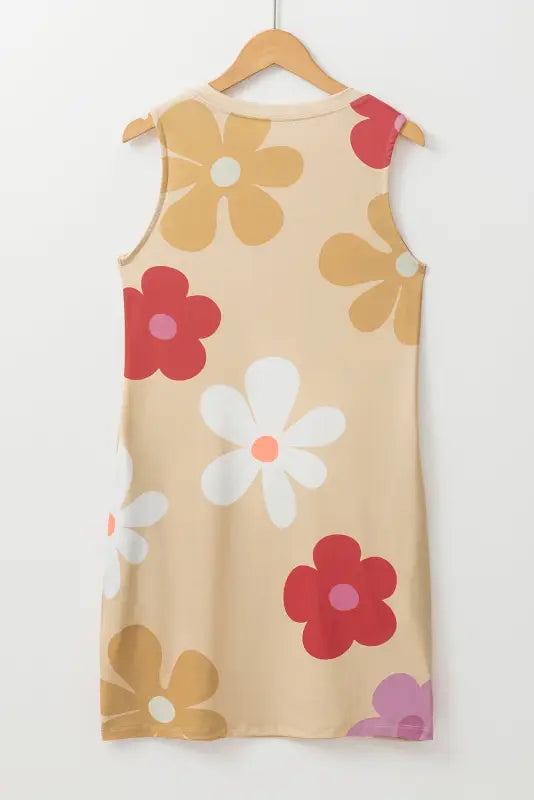 Apricot daisy floral tank dress - mini dresses