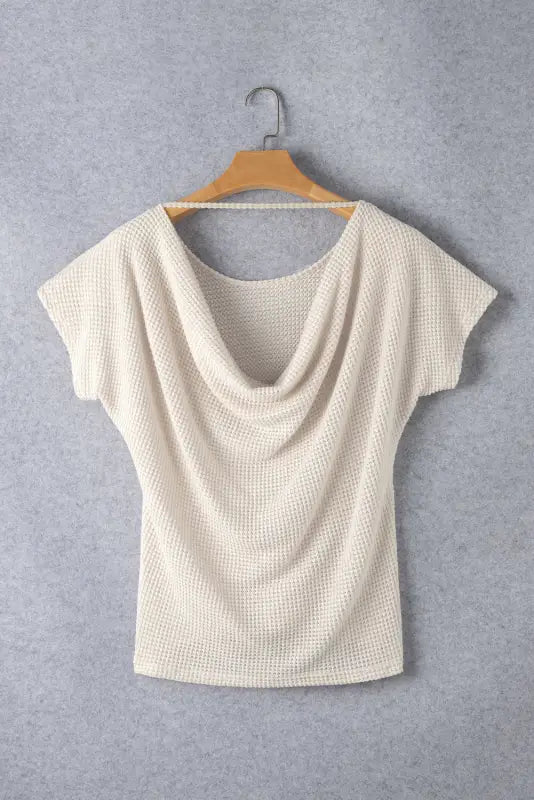 Apricot draped open back textured tee - tops/tops & tees