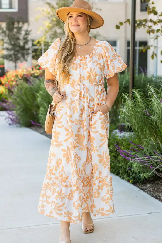 Apricot elegance plus size dress